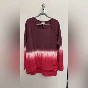 NWT Women's Burgundy and Pink Ombre Top size XXL